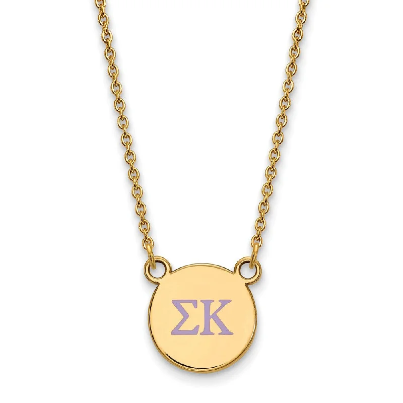 14K Plated Silver Sigma Kappa Small Pink Enamel Greek Necklace