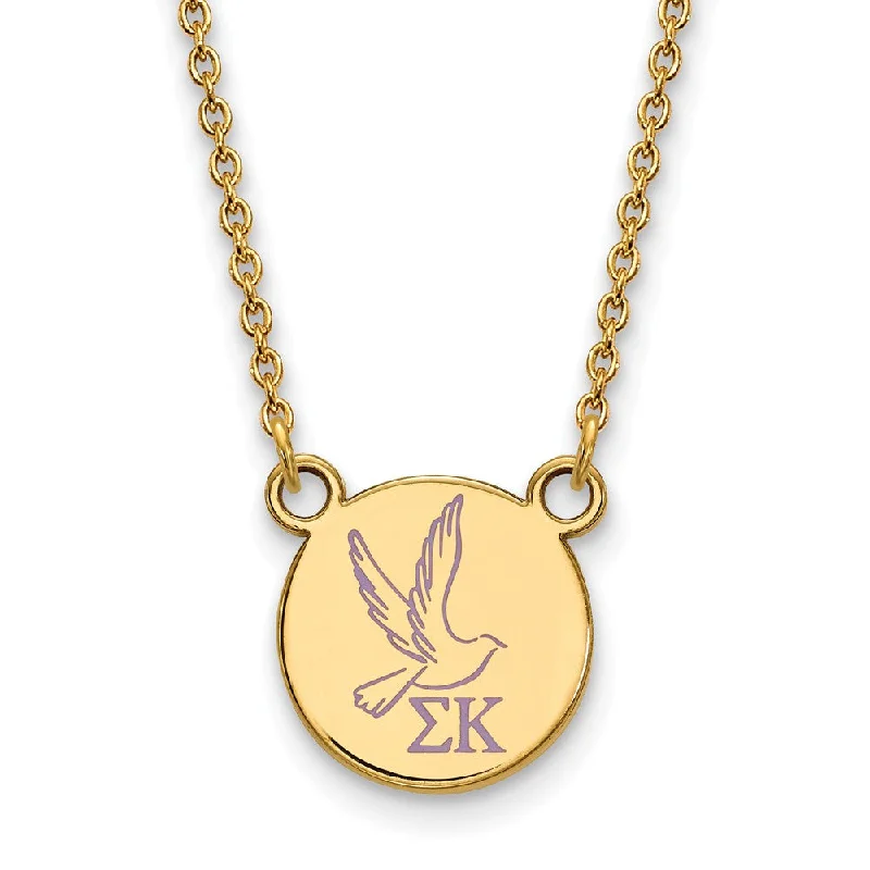 Crimped rim necklace-14K Plated Silver Sigma Kappa Small Enamel Necklace