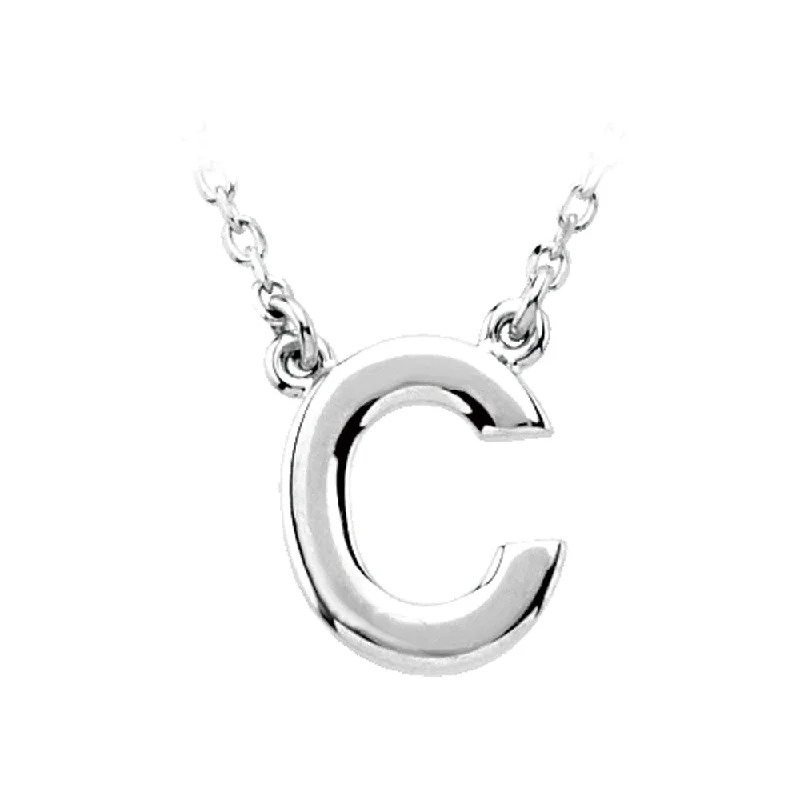 14K White Gold, Kendall Collection, Block Initial C Necklace, 16 Inch