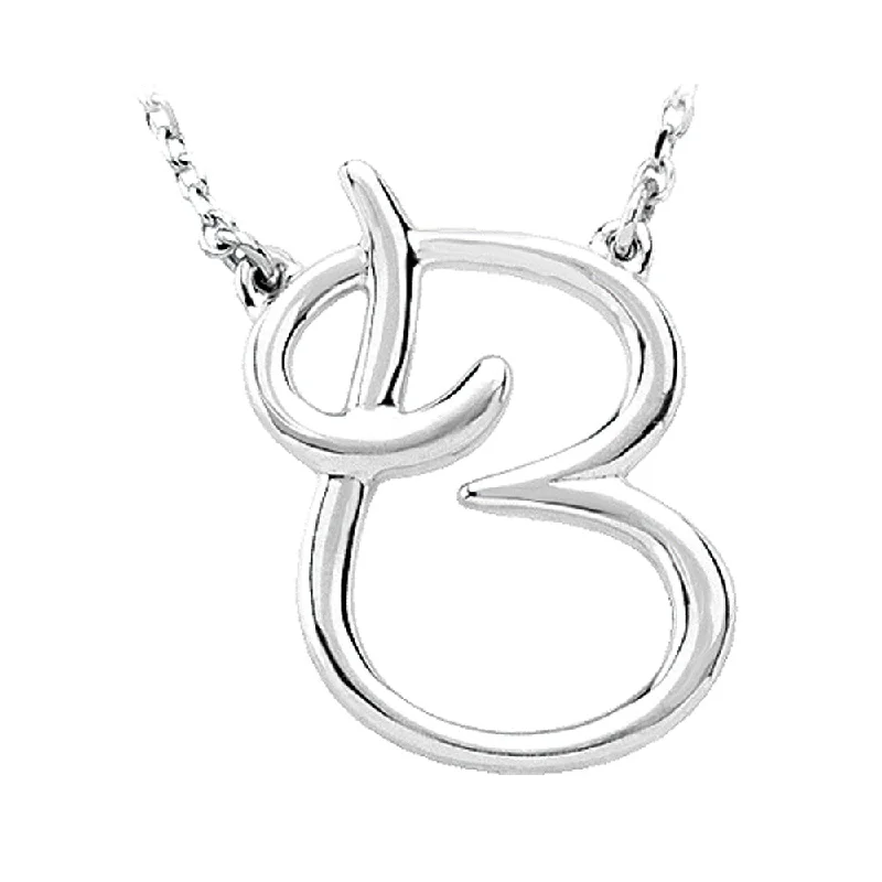 Tiered stone necklace-14k White Gold, Olivia Collection, Medium Script Initial B Necklace