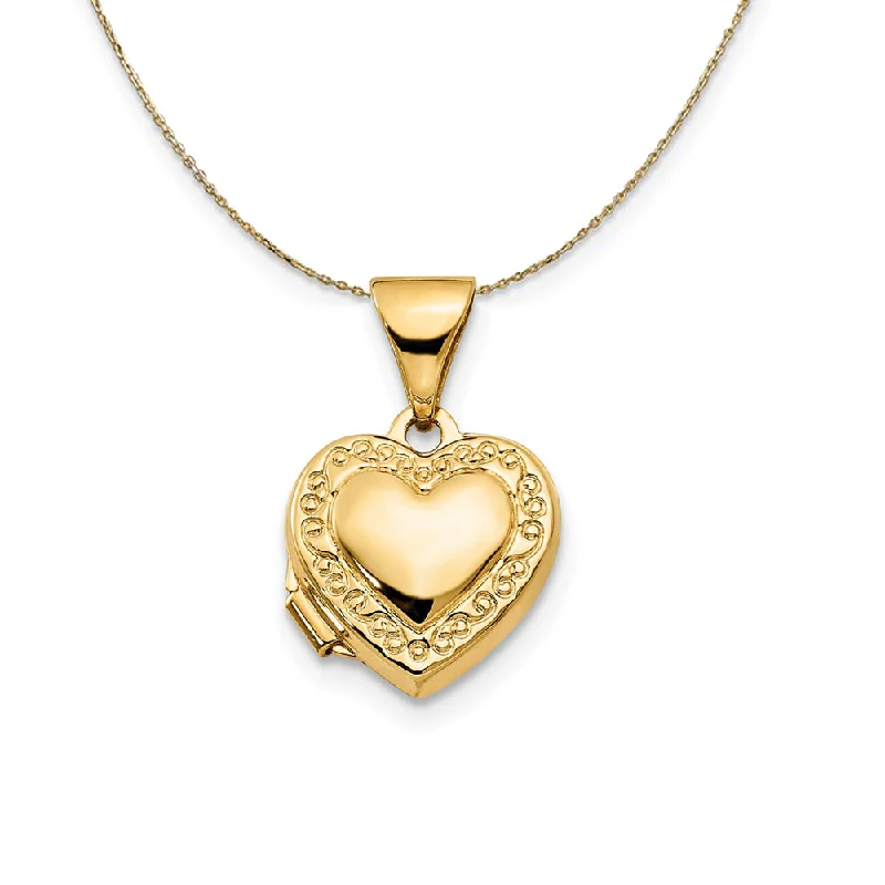 Daisy bloom necklace-14k Yellow Gold 10mm Scroll Heart Locket Necklace