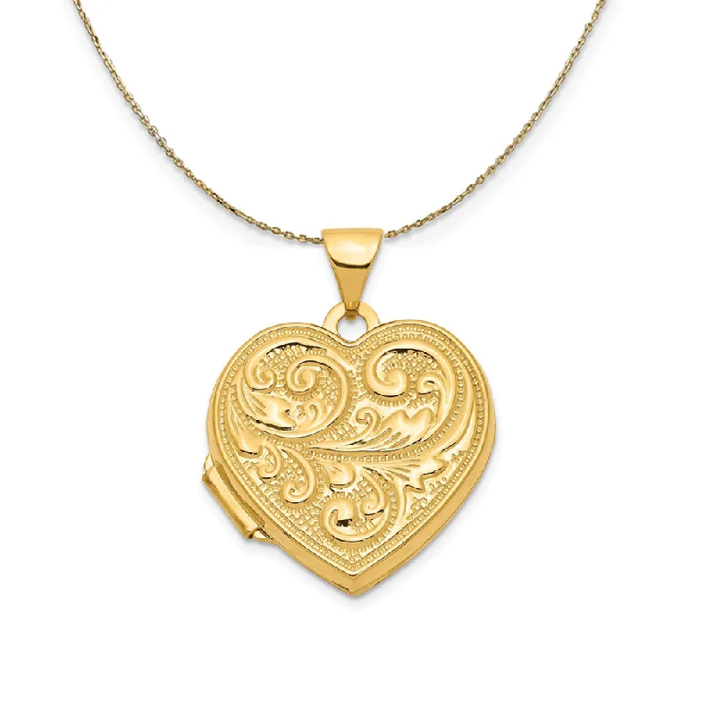 Old cast necklace-14k Yellow Gold 18mm Love You Always Heart Locket Necklace