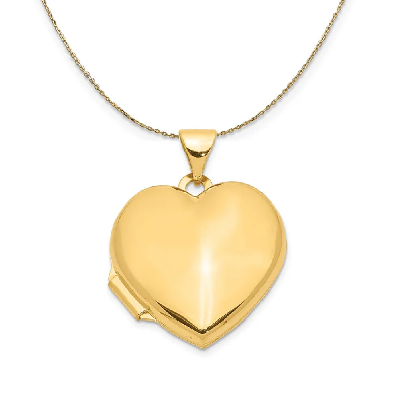 14k Yellow Gold 18mm Polished Heart Locket Necklace