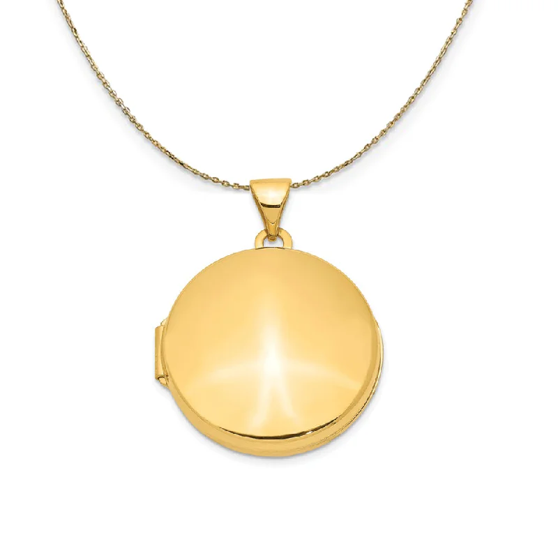 Oceanite jasper necklace-14k Yellow Gold 20mm Round Polished Domed Locket Necklace