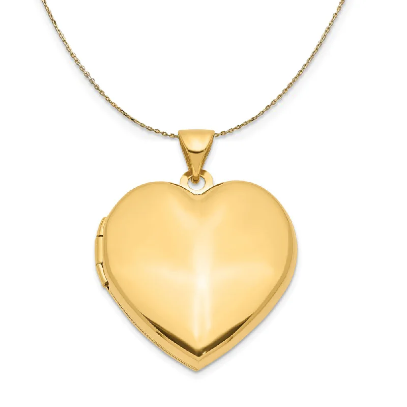 14k Yellow Gold 21mm Family Polished Heart Locket Necklace