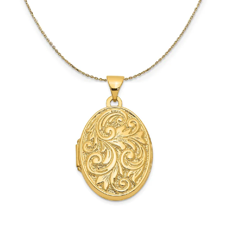 14k Yellow Gold 21mm Love You Always Oval Locket Necklace