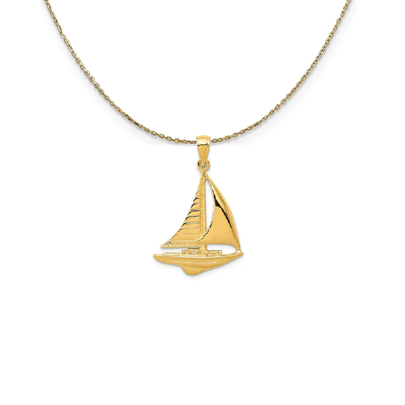 Turquoise vein necklace-14k Yellow Gold 2D Polished Sailboat Necklace