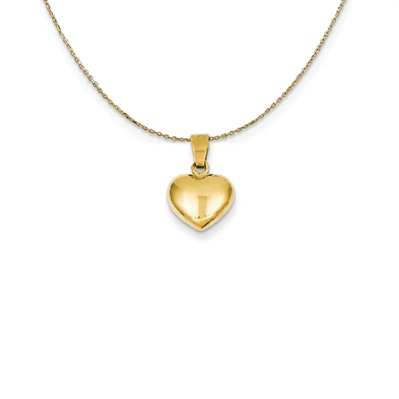 14k Yellow Gold 3D Puffed Heart (10mm) Necklace