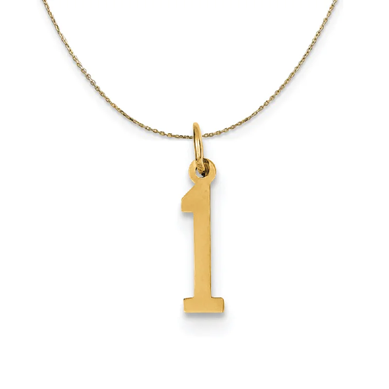 14k Yellow Gold, Alumni Small Elongated Number 1 Necklace