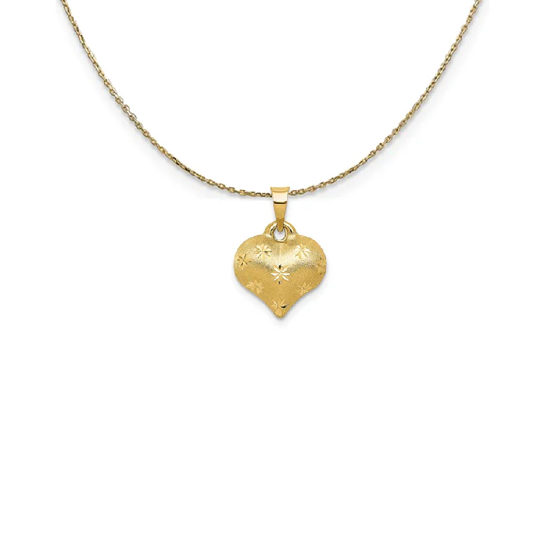 Wavy edge necklace-14k Yellow Gold Diamond Cut Star Heart Necklace