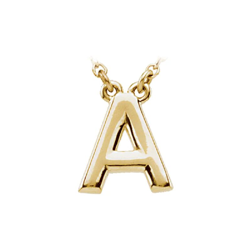 14K Yellow Gold, Kendall Collection, Block Initial A Necklace, 16 Inch