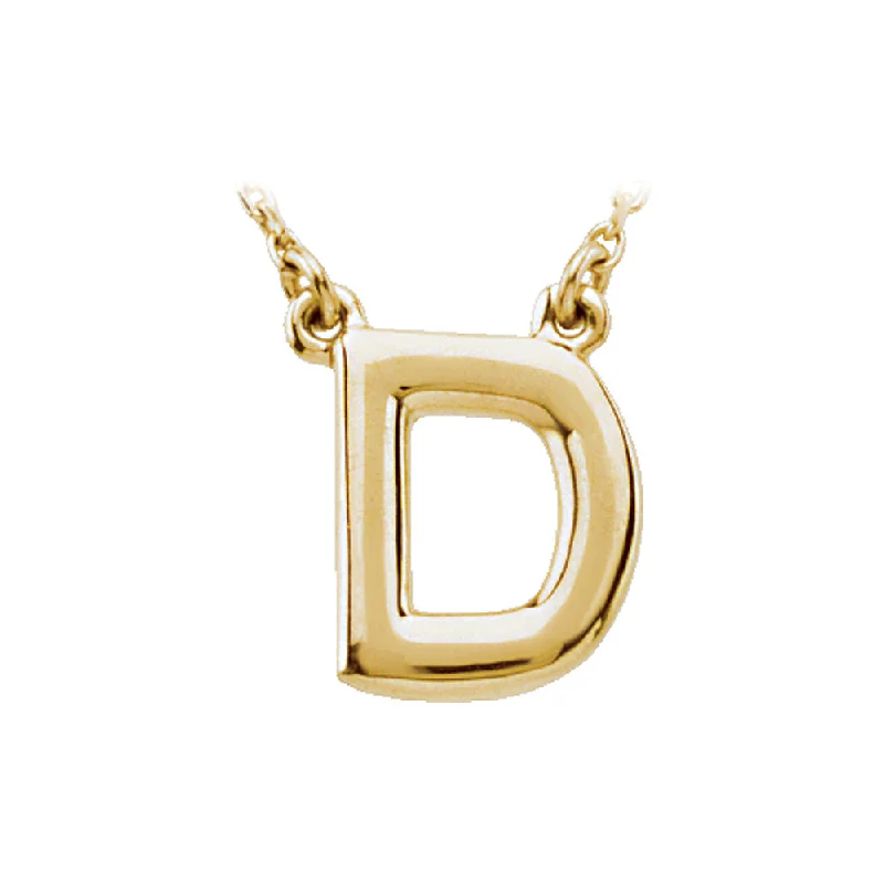 14K Yellow Gold, Kendall Collection, Block Initial D Necklace, 16 Inch