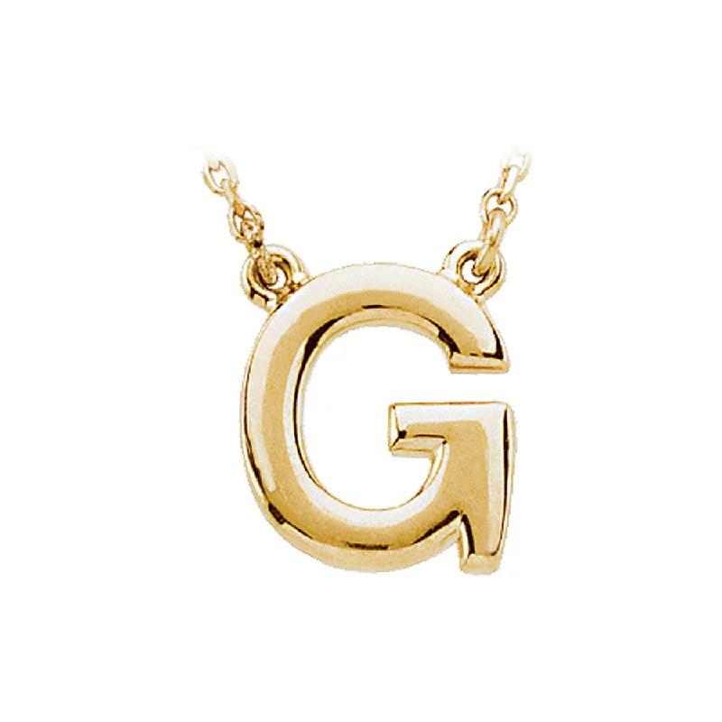 14K Yellow Gold, Kendall Collection, Block Initial G Necklace, 16 Inch