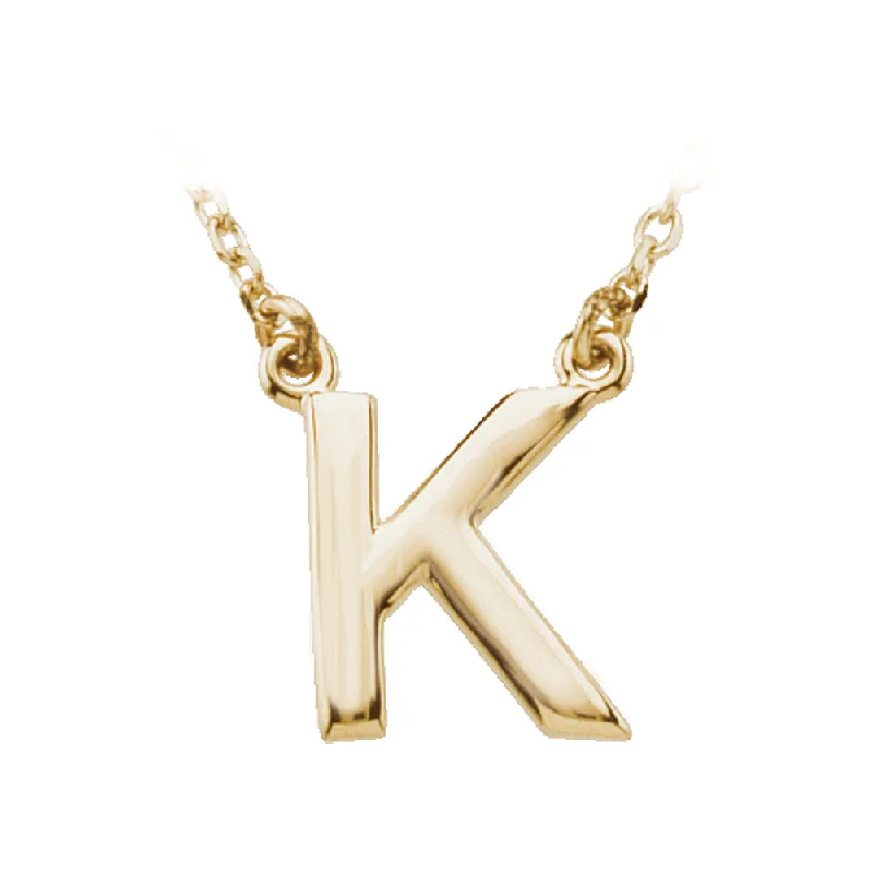 Vermilion ruby necklace-14K Yellow Gold, Kendall Collection, Block Initial K Necklace, 16 Inch