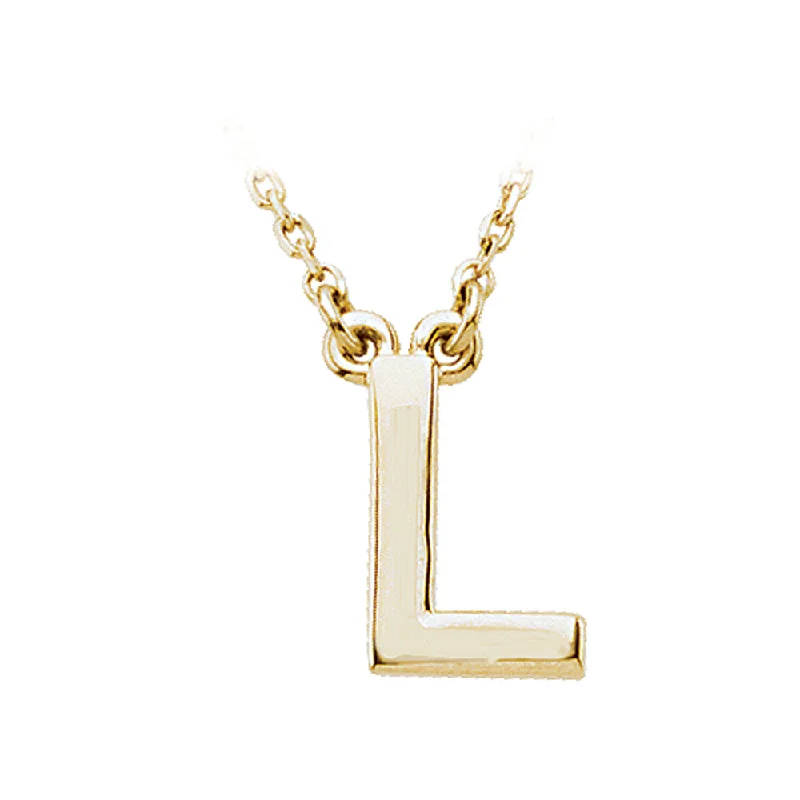 Sisal cord necklace-14K Yellow Gold, Kendall Collection, Block Initial L Necklace, 16 Inch