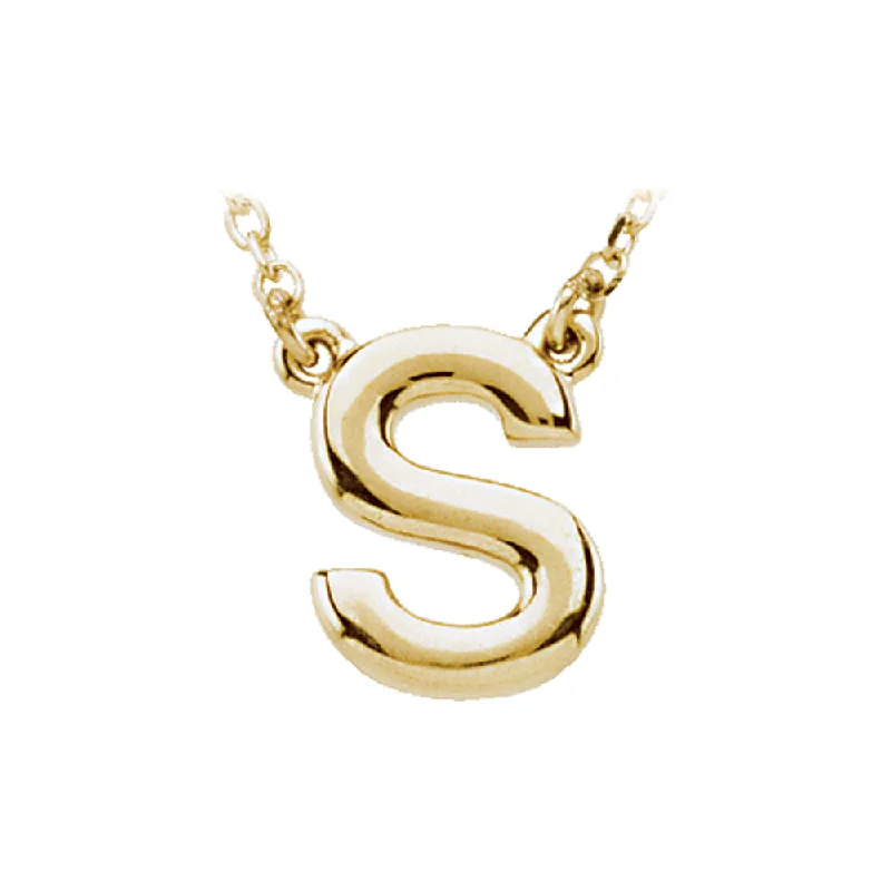 14K Yellow Gold, Kendall Collection, Block Initial S Necklace, 16 Inch