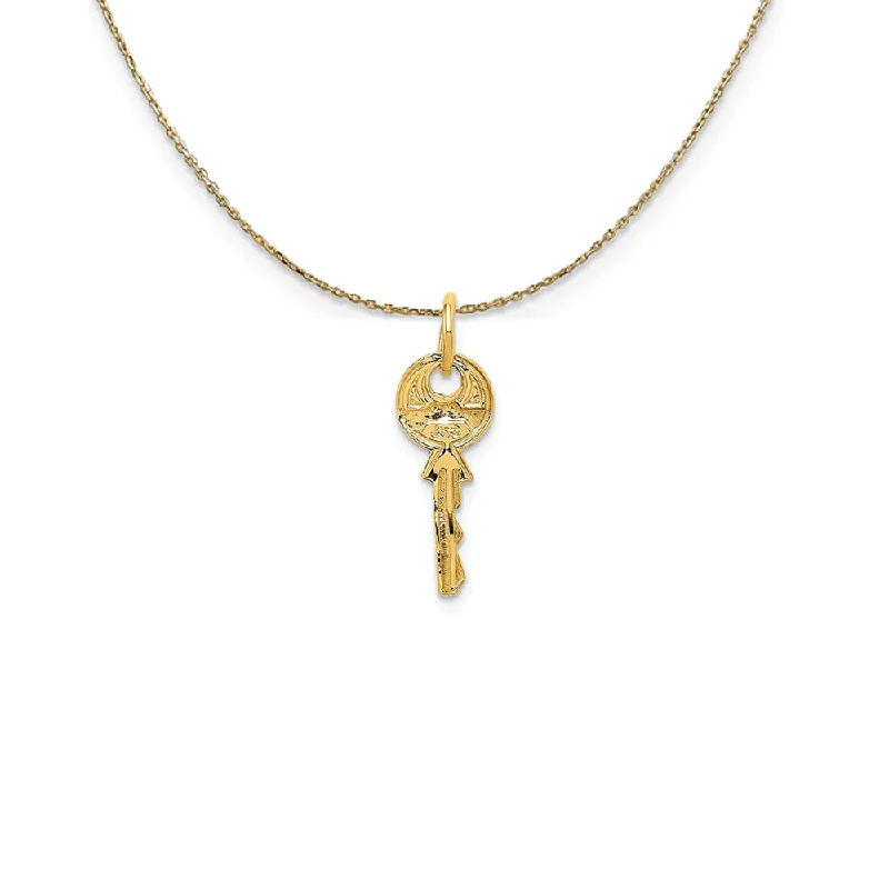 Orbit swirl pendant necklace-14k Yellow Gold Key Necklace