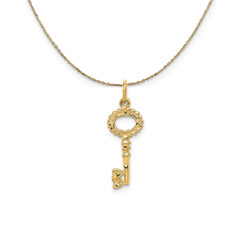 Minoan charm necklace-14k Yellow Gold Key To My Heart, Heart Bit Necklace