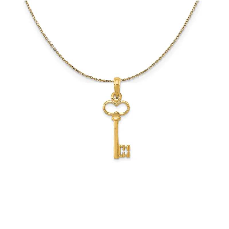 Blended texture necklace-14k Yellow Gold Key to My Heart Necklace