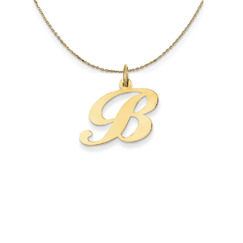 Sunken ridge necklace-14k Yellow Gold LG Fancy Script Initial B Necklace