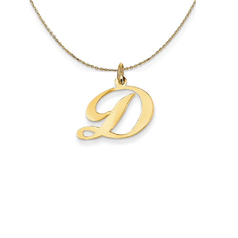 Plaited twist necklace-14k Yellow Gold LG Fancy Script Initial D Necklace