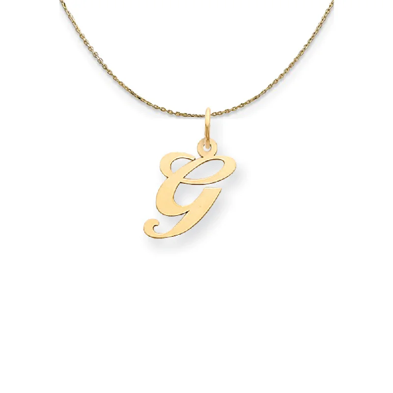 Braided cord necklace-14k Yellow Gold LG Fancy Script Initial G Necklace