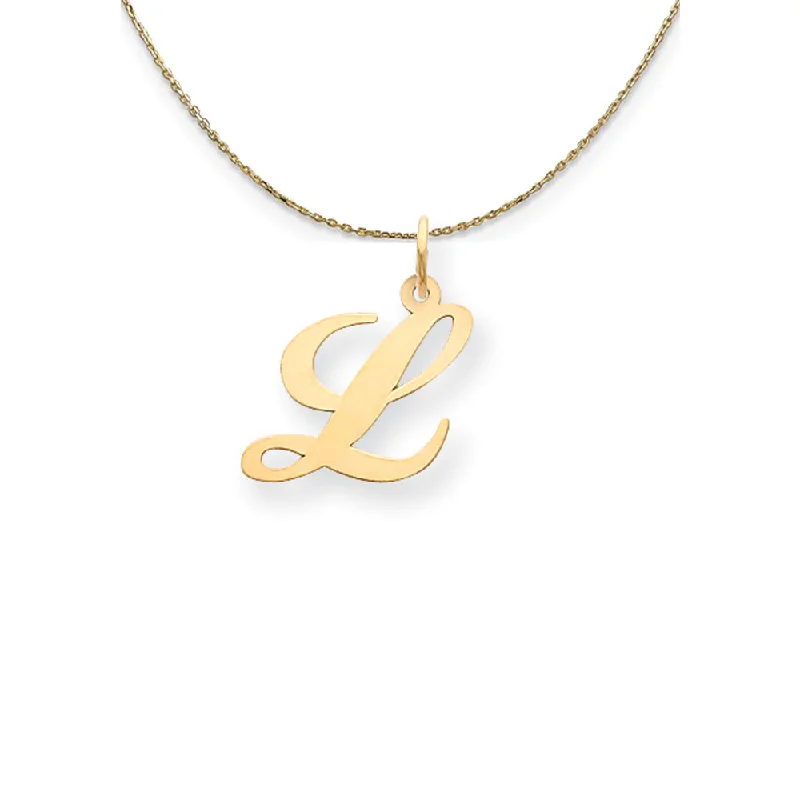 Coiled sprig necklace-14k Yellow Gold LG Fancy Script Initial L Necklace