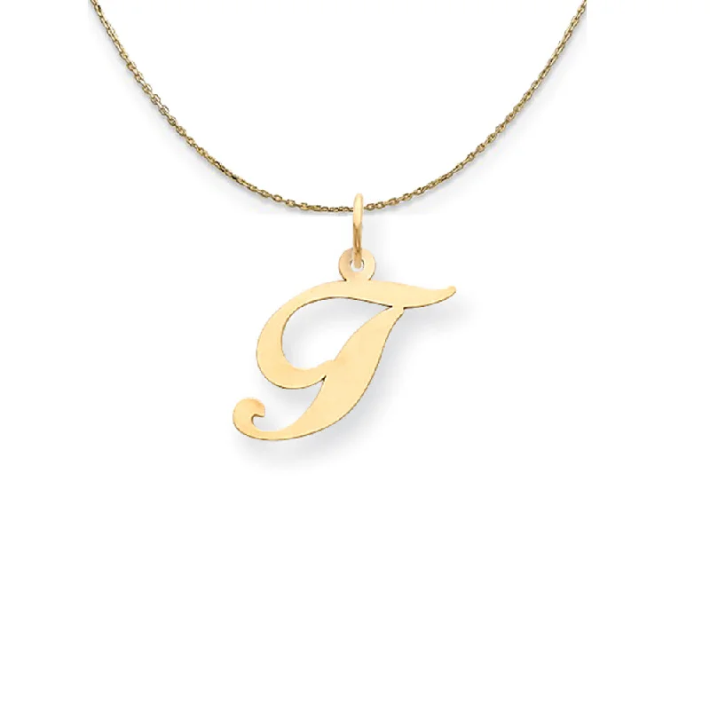 Onyx tip necklace-14k Yellow Gold LG Fancy Script Initial T Necklace