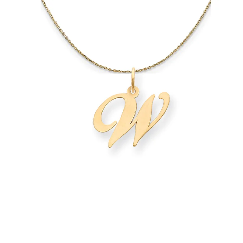 Subtle twist necklace-14k Yellow Gold LG Fancy Script Initial W Necklace