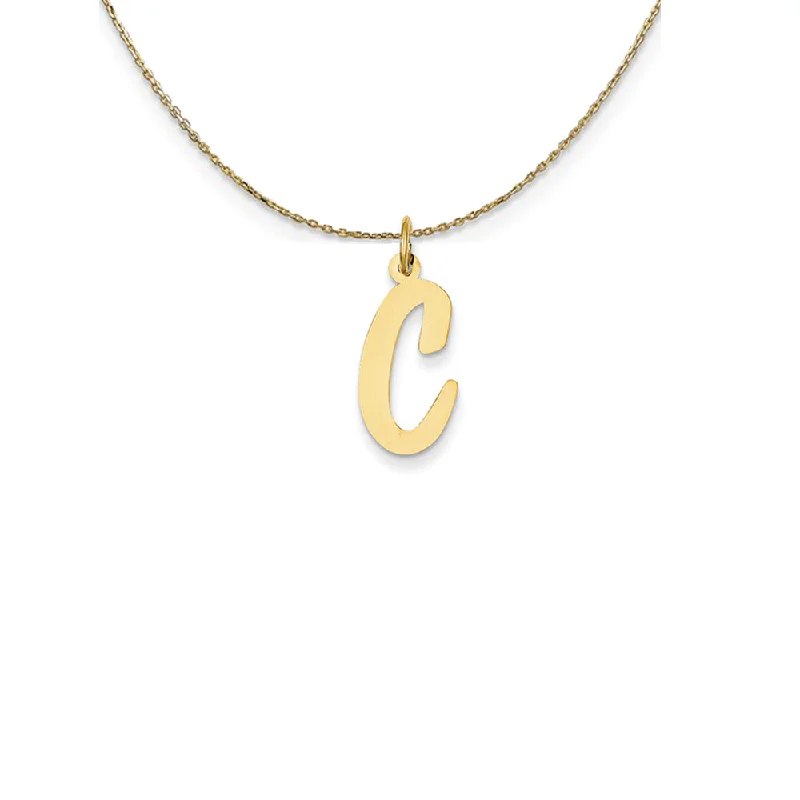 Check band necklace-14k Yellow Gold Medium Script Initial C Necklace