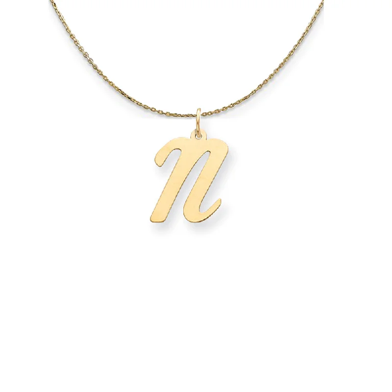 Toasted timber necklace-14k Yellow Gold Medium Script Initial N Necklace