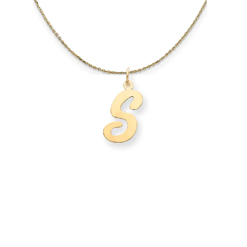 Glint druzy necklace-14k Yellow Gold Medium Script Initial S Necklace