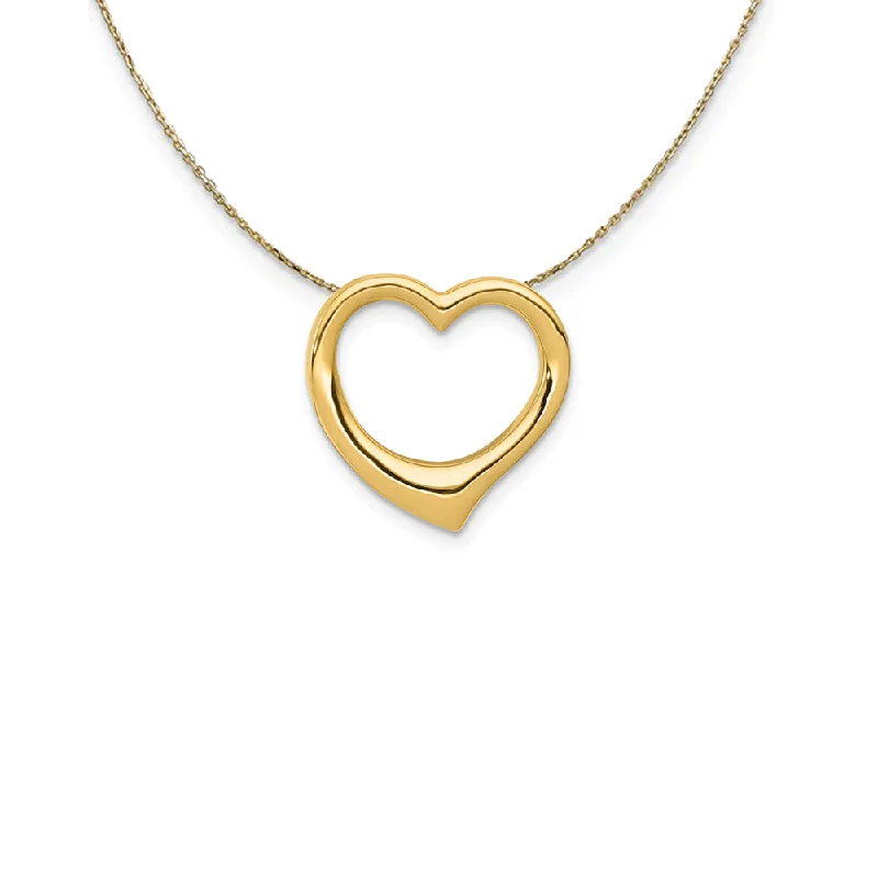 Briolette sapphire necklace-14k Yellow Gold Open Heart Necklace