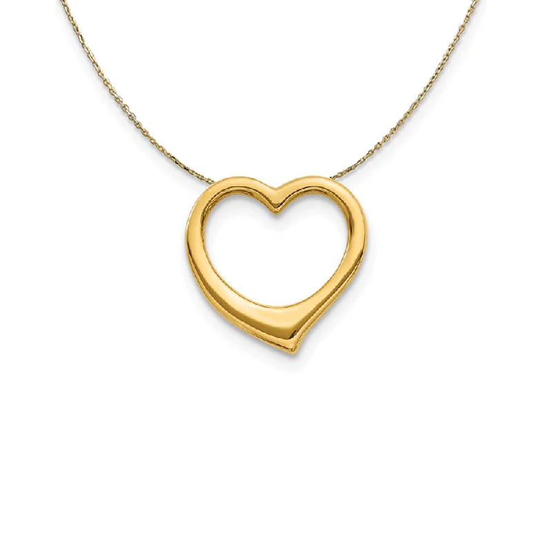 14k Yellow Gold Open Heart Slide (10mm) Necklace