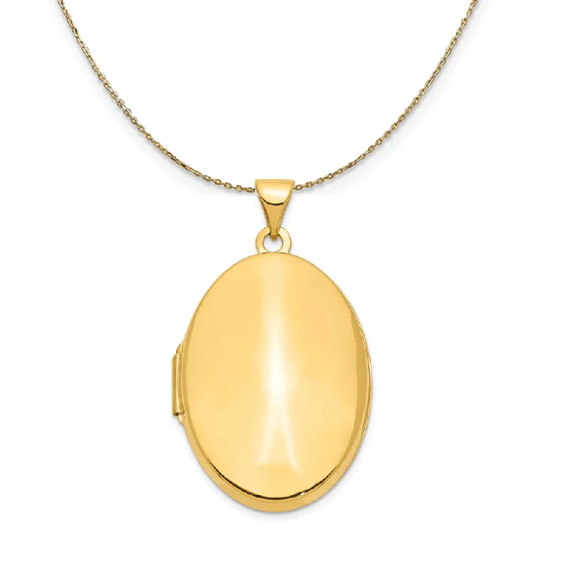 Fog bead necklace-14k Yellow Gold Polished Domed Locket, 26mm Necklace