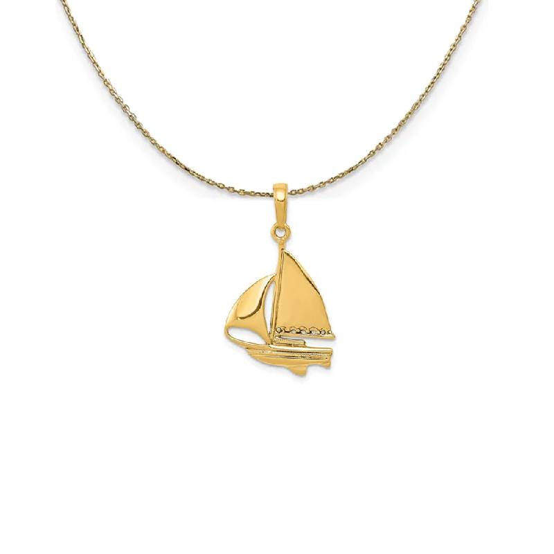 Tinted gem necklace-14k Yellow Gold Polished Sailboat (17 x 28mm) Necklace