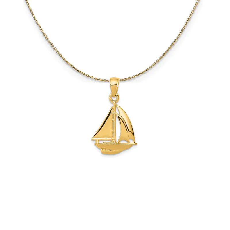 Pine sprig necklace-14k Yellow Gold Polished Sailboat Necklace