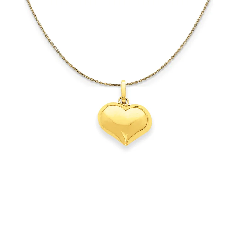 Lunar shine necklace-14k Yellow Gold Puffed Heart (11mm) Necklace