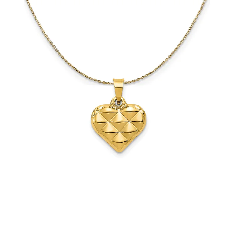 Twin stone necklace-14k Yellow Gold Puffed Heart (15mm) Necklace