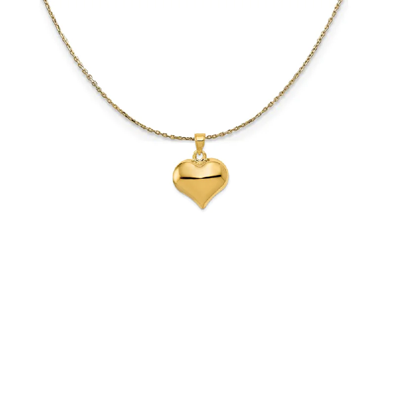 14k Yellow Gold Puffed Heart (17mm) Necklace