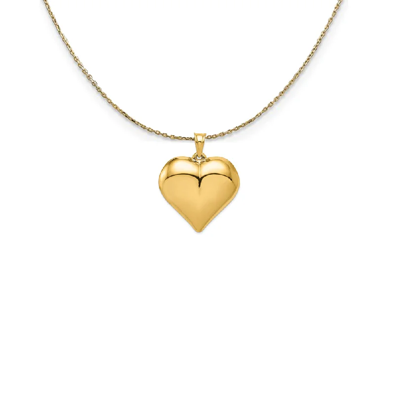 Forged alloy necklace-14k Yellow Gold Puffed Heart (35mm) Necklace