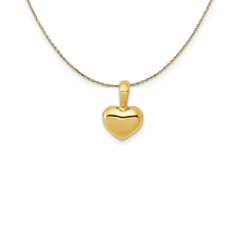 Worn patina necklace-14k Yellow Gold Puffed Heart (6mm) Necklace