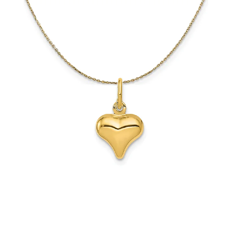 14k Yellow Gold Puffed Heart (8mm) Necklace