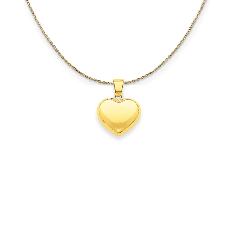 14k Yellow Gold Puffed Heart Necklace