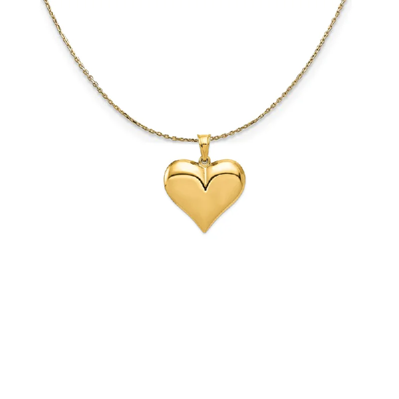 14k Yellow Gold Puffed Heart Necklace