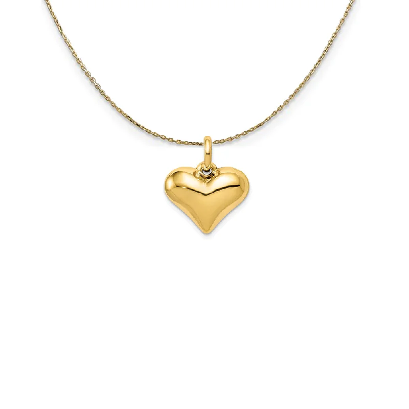 14k Yellow Gold Puffed Heart Necklace