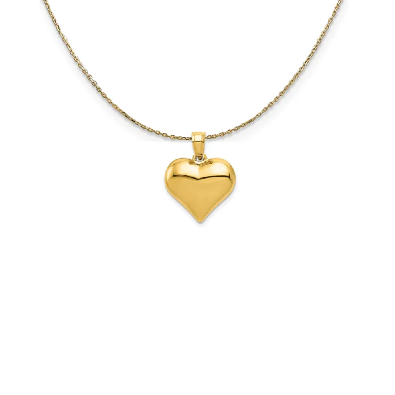 Striped band necklace-14k Yellow Gold Puffed Heart Necklace