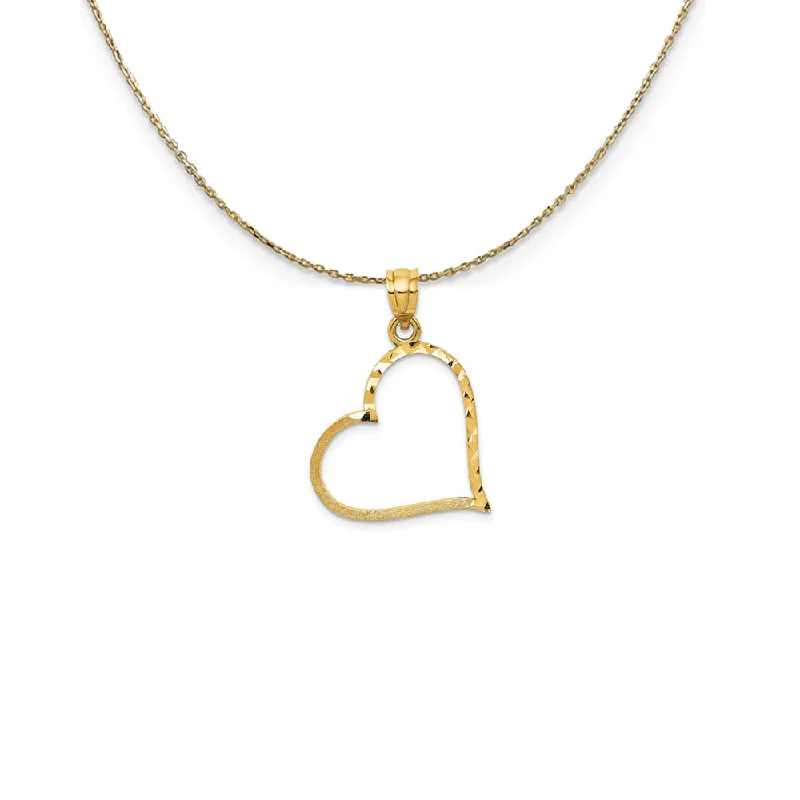 Cedar nut necklace-14k Yellow Gold Satin Finished Reversible Heart Necklace