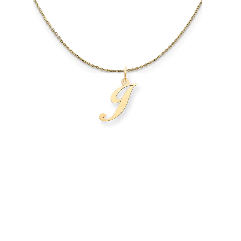 14k Yellow Gold Small Fancy Script Initial J Necklace