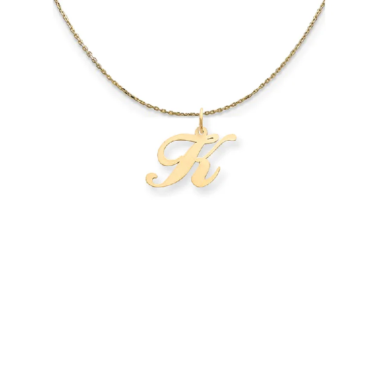 Fossil shard necklace-14k Yellow Gold Small Fancy Script Initial K Necklace